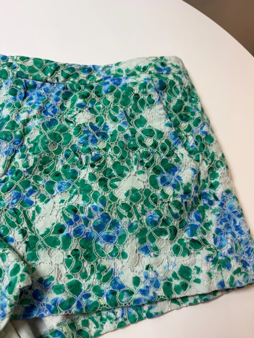 Madewell Blue & Green‎ Floral High-Waist Shorts